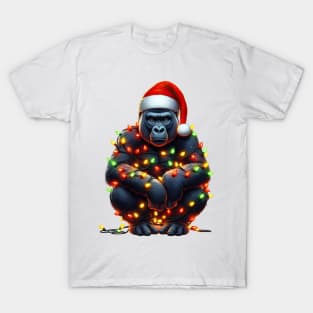 Gorilla Wrapped In Christmas Lights T-Shirt